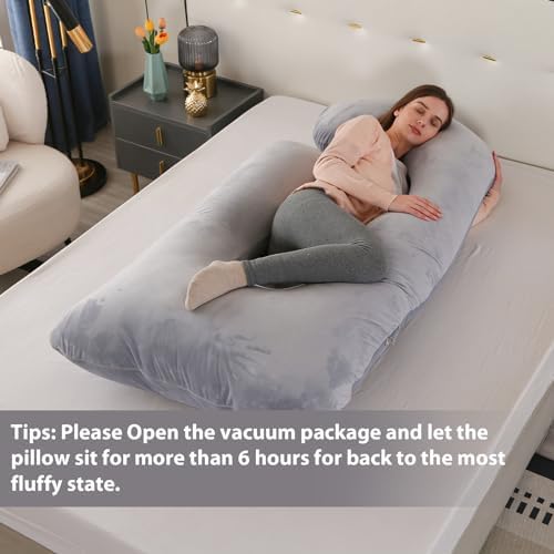 Victostar Pregnancy Pillow,57 inches U Shaped Maternity Pillow with Removable Cover Full Body Pillow Support for Back, HIPS, Legs, Belly (Dark Gray)