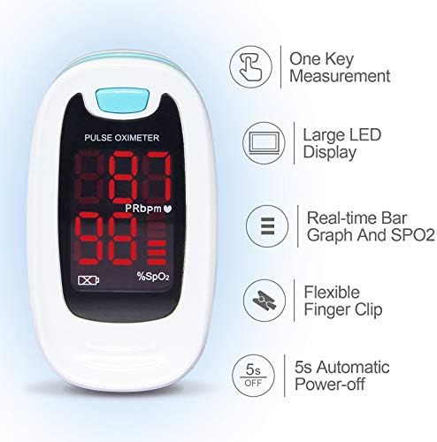 CONTEC CMS50M Fingertip Pulse Oximeter Blood Oxygen Saturation Monitor with Lanyard Blue White Color