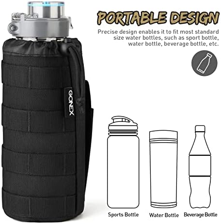Gonex MOLLE Bottle Pouch, Drawstring Water Bottle Holder | 900D Oxford, Mesh Bottom, Fits MOLLE Packs & Vests, Flexible Height, Holds Bottles or Umbrellas