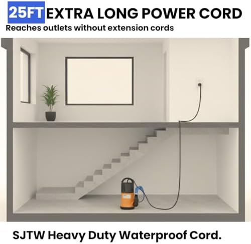 Sump Pump Submersible With 25Ft. Hose, Submersible Pump, 25Ft Cord, 4000GPH | 1.5HP Water Pump Submersible With 25ft. Hose Kit, Utility Pump