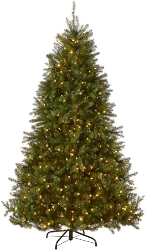 National Tree Company 7.5ft Pre-Lit Dunhill Fir Artificial Christmas Tree | 700 LED Lights, 10 Light Functions, 2,514 Tips, Foot Pedal, Includes Stand, Green