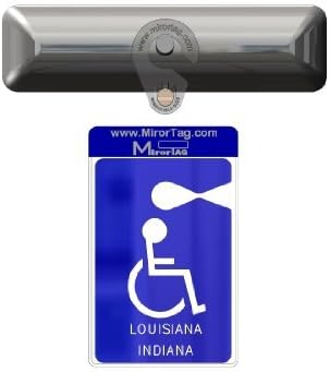 Mirortag Silver - a Novel Holder for Louisiana & Indiana Handicap Parking Placard & Other Hang Tag Permits. Magnetically Display & Remove Your Tag.