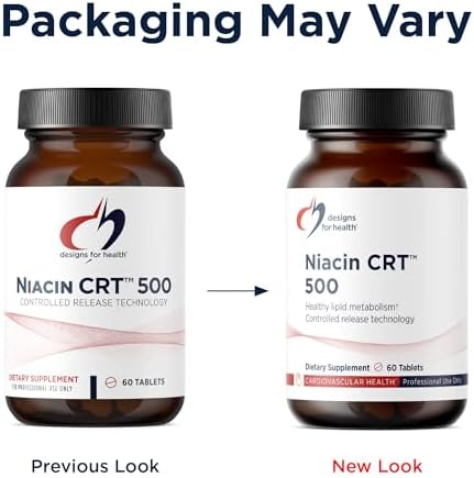 Designs for Health Niacin 500mg - Niacin CRT Vitamin B3 (Nicotinic Acid), Controlled Slow Release Tablets to Help Minimize Flush - Non-GMO
