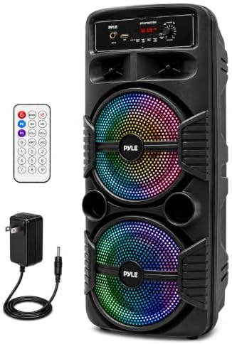 Pyle Wireless Active PA Speaker System - 1000W Portable High Powered Bluetooth Compatible Outdoor Sound Speaker w/ USB SD MP3 FM Radio AUX RCA LED DJ Lights - 35mm Stand Mount, Remote