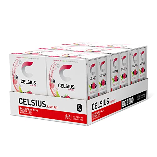 CELSIUS Sparkling Peach Vibe, Functional Essential Energy Drink 12 Fl Oz (Pack of 4)