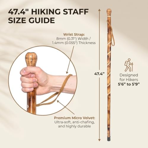 FOREST PILOT Big Ball Head Wooden Walking Stick Nature Color, 48 Inches