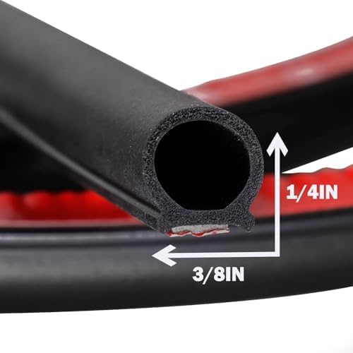 D-Shape Heavy Duty Weather Stripping 1/2"×7/16" Rubber Seal Weatherstrip Hollow with Bulb Door Gasket Strip(Self-Adhesive) for Automotive Truck RV