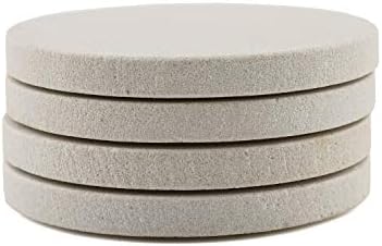 Thirstystone Round Natural Sandstone Coaster 4 Pack | 4" Diameter, Protective Cork Backing, Absorbent