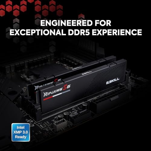 G.SKILL Ripjaws S5 Series DDR5 RAM (Intel XMP 3.0) 128GB (2x64GB) 6000MT/s CL34-44-44-96 1.35V Desktop Computer Memory U-DIMM - Matte Black
