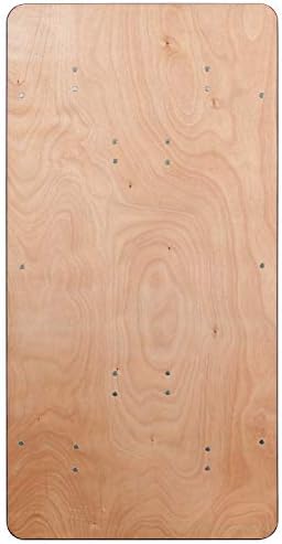 Flash Furniture 5 ft Folding Clear Coat Rectangular Banquet Table, Clear | Wood, Durable Construction, Commercial Use