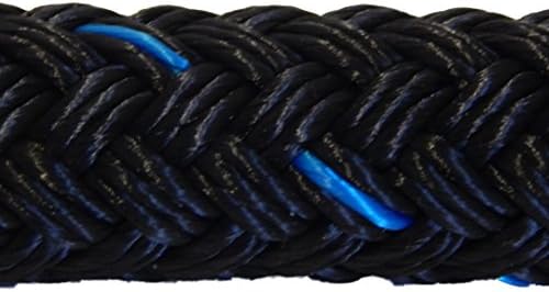 Samson EQ Braid Double Braid Polyester Yacht Rope 1/2" Colors: Blue, Black, Beige, Beige/White, Black with Blue Tracer, Pink and Purple (Black, 1/2" x 50 ft. Hank)