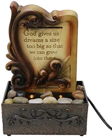 Nature's Mark 9" H Inspirational Tabletop Water Fountain with Natural River Rocks and LED Lights (Power Cord Attached)