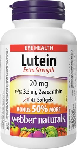 Webber Naturals Extra Strength Lutein with Zeaxanthin Softgel | Eye Support Vitamin Supplement with Zeaxanthin, Extra Strength