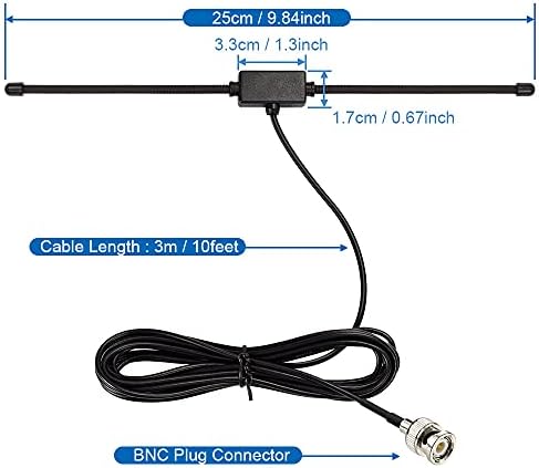 Bingfu Police Radio Scanner Dipole Antenna 20-1300MHz Adhesive Mount BNC Male， Vehicle Mobile Ham Amateur Antenna Compatible with Uniden Bearcat