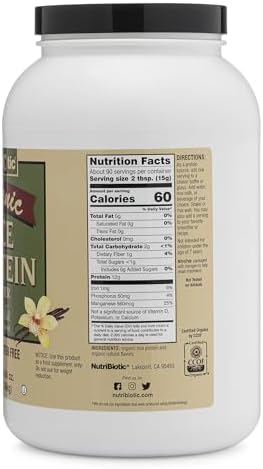 NutriBiotic Certified Organic Rice Protein Vanilla, 3 Lb. | Low Carbohydrate Vegan Protein Powder | Raw, Certified Kosher & Keto Friendly | Made Without Chemicals, GMOs & Gluten | Easy to Digest