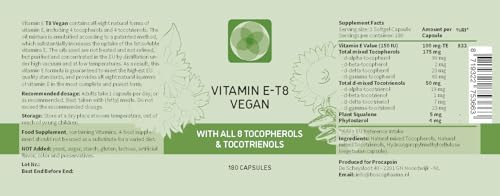 Unique Vegan Formula with All 8 Tocopherols and Tocotrienols Vitamin E – Contains no PAH’s, Heavy Metals