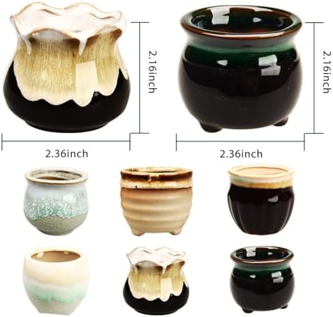 2.1 Inch Ceramic Small Succulent Pot,Plant Pots,Mini Flower Pots | Ceramic Succulent Pots with Drainage,Small Planter for Mini Plant Flowing Glaze Base Serial Set with Holes for Indoor,Outdoor