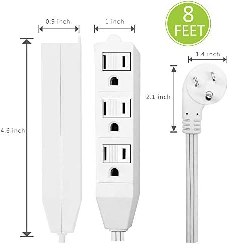 2 Pack 12 Feet 3 Outlets with Hand/Foot Switch Extension Power Cord.