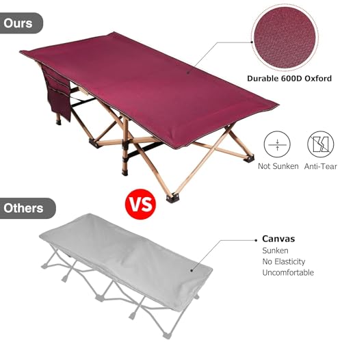 REDCAMP Extra Long Kids Cot for Camping 2-7 Years, Portable Travel Toddler Cot Bed with Carry Bag, Lightweight for Outdoor Indoor Home, Blue 53''x26''