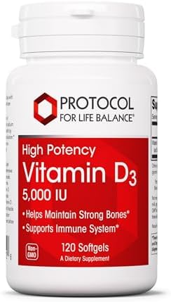 PROTOCOL FOR LIFE BALANCE - Vitamin D3 5000 IU (High Potency) Supports Calcium Absorption, Bone and Dental Health, Immune System Function