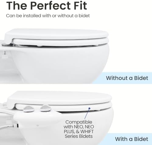 LUXE TS1008E Slow Close Elongated Comfort Fit Toilet Seat, White