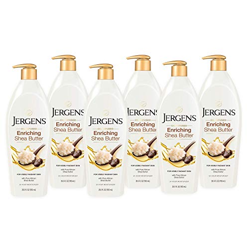 Jergens Shea Butter Body Lotion, Deep Moisturizer for Dry Skin, 26.5 fl oz | Enriching Hand and Body Lotion, Vitamin E, Extremely Dry Skin Relief, 2.5X More Radiant Skin, Deep Conditioning