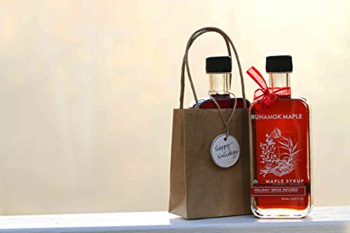 Runamok Maple Cinnamon-Vanilla Infused Maple Syrup - Authentic & Real Vermont Maple Syrup | Gluten Free & Natural Sweetener | Breakfast, Coffee, Pancakes Maple Syrup | 8.45 Fl Oz (250mL)