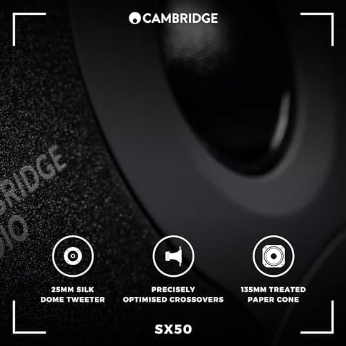 Cambridge Audio SX-50 Bookshelf Speaker | 100 Watt Home Theater Compact Speaker Pair (Matte Black)