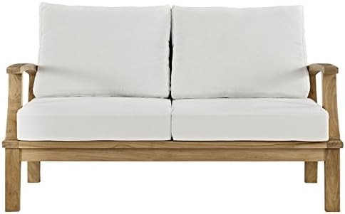ModwayEEI-1144-NAT-WHI-SETMarina Premium Grade A Teak Wood Outdoor Patio Loveseat Natural White