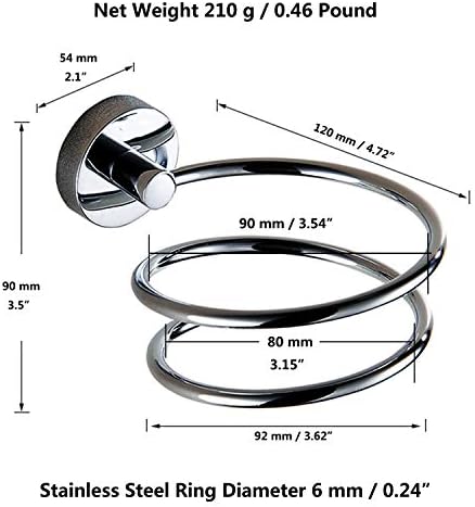 Hair Dryer Holder Stainless Steel Chromed (Black)