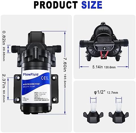 Water Pressure Booster Diaphragm Pump 110V AC for House, 45PSI 4GPM Fresh Water Transfer Pump with Plug
