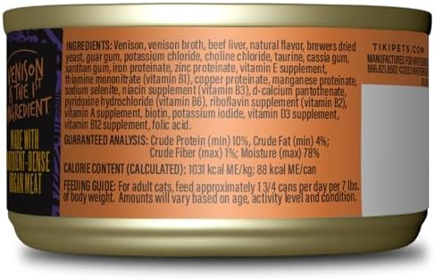 Tiki Cat After Dark Pate Wet Cat Food, Venison & Beef Liver, 3 oz. Cans