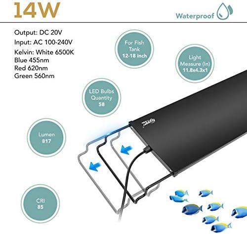 hygger 18W 24/7 Lighting Aquarium LED Light, Sunrise-Daylight-Moonlight Mode and DIY Mode