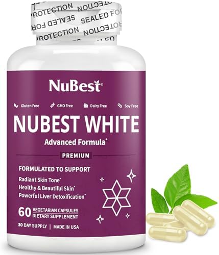NuBest White - Glutathione 400mg & Milk Thistle Extract - Skin Brightening Supplement - Helps Beautiful and Radiant Skin - Antioxidant Supplement &