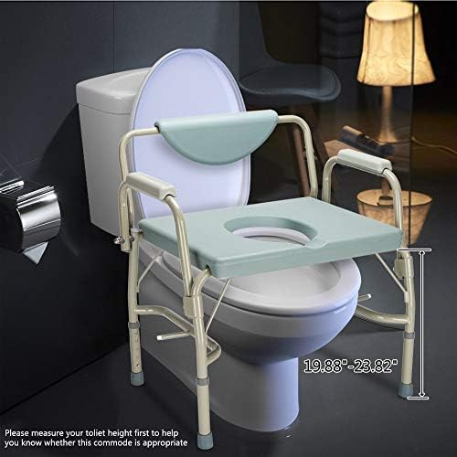 Mefeir 550 lbs Heavy Duty Drop Arm Medical Bedside Commode Chair, Homecare Toilet Seat with Safety Steel Frame, 6 Quart Capacity Pail
