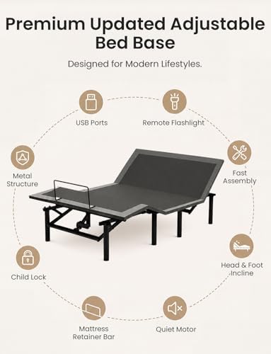 Mixcous King Adjustable Bed Frame with Zero Gravity Heavy Duty 750 lbs | Zero Gravity Anti-Snore Mode, Head & Foot Incline, Wireless Remote Control, Easy Assembly, Heavy Duty Frame