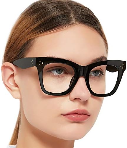 MARE AZZURO Oversized Reading Glasses Women Trendy Large Readers 0 1.0 1.25 1.5 1.75 2.0 2.25 2.5 2.75 3.0 3.5 4.0 5.0 6.0 (Black, 250)