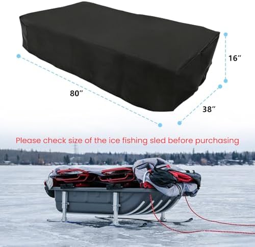 Ice Fishing Sled Shelters Cover Fit for Camping & Hunting Travel Gear - 600D Winter Protective Accessories for Snow Rain Dust Mud Proof