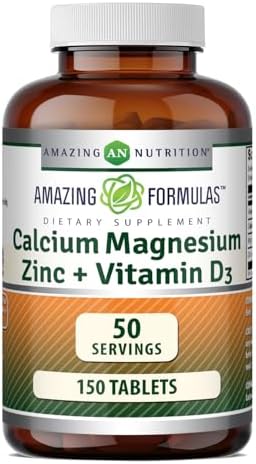 Amazing Formulas Calcium Magnesium Zinc D3-300 Tablets Per Bottle Supplement (Calcium 1000mg - Magnesium 400mg - Zinc 25mg Plus Vitamin D3 600 IU - Per Serving of 3 Tablets)