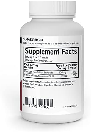 Kirkman's purest Calcium 200 mg - Hypoallergenic 120 Vegetarian Capsules | Gluten and Casein Free | Tested for More Than 950 Environmental