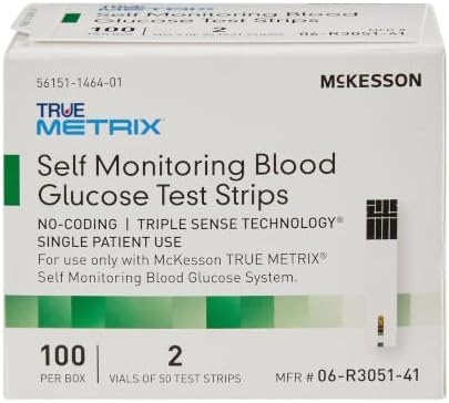 McKesson True METRIX Blood Glucose Test Strips for Diabetes, 50 Strips | Accurate Blood Sugar Monitor, Easy-to-Use with Glucose Meter, Portable, Reliable Diabetes Testing Kit