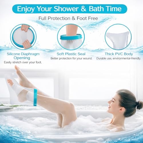 Waterproof Foot Cast Cover for Shower Adult, Patented Ankle Wound Protector Watertight Seal