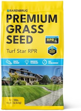 Barenbrug Turf Star Regenerating Perennial Ryegrass Lawn Seed with Yellow Jacket Seed Coating, Fast-Acting Durable Grass Seed Mix for Lawns