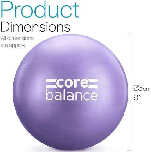 Core Balance 9 Inch Anti Burst Pilates Ball - Mini Exercise Ball for Yoga, Barre, Stretching and Core Stability Workout