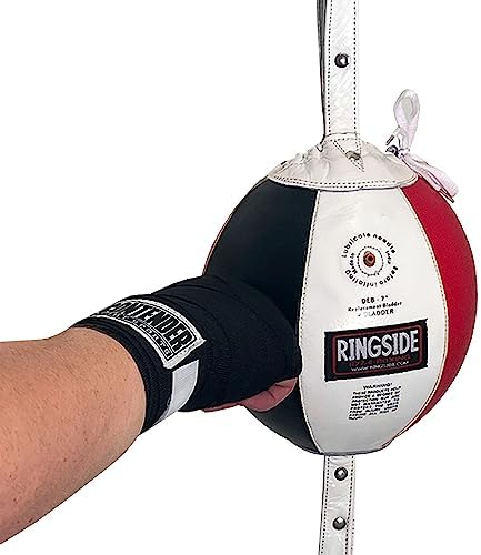 Ringside Leather Boxing Double End Bag - Speed & Reflex Punching Target with Bungee Cables for MMA, Muay Thai, and Striking Accuracy