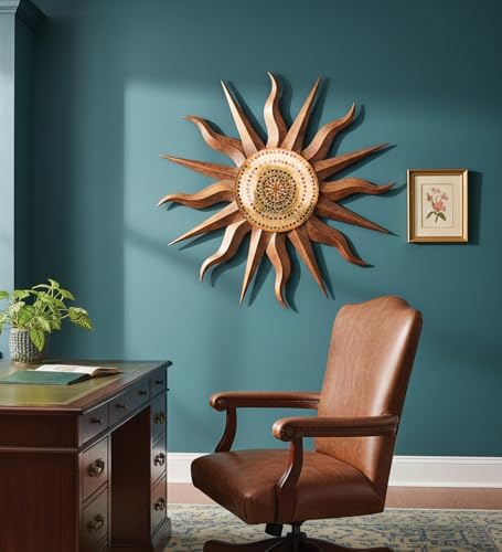 Regal Art & Gift Handcrafted Metal Sun Wall Decor, Rustic Sunburst Wall Art | Copper Patina, 40 in, Metal, Rust-Resistant Sunburst Sculpture, Eye-Catching Accent for Patio, Garden & Home