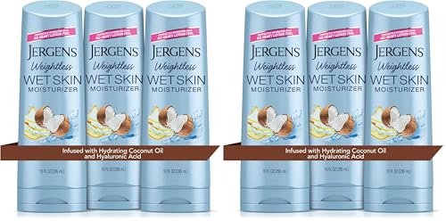 Jergens Wet Skin Body Lotion with Coconut Oil, In Shower Lotion for Dry Skin, Fast-Absorbing, Non-Sticky, Dermatologist Tested, 10 Ounce