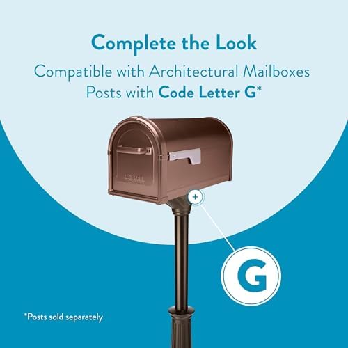 Architectural Mailboxes Hillsborough Post Mount Mailbox, Rubbed Bronze | Galvanized steel build for outside with rust-resistant powder-coat finish and a magnetic door closure. USPS approved.