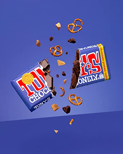 Tony's Chocolonely 42% Dark Milk Chocolate Bar with Pretzel & Toffee - Dark Milk Chocolate, Pretzel & Toffee Chunks, Belgium Chocolate