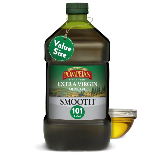 Pompeian Smooth Extra Virgin Olive Oil - 32 Fl Oz | First Cold Pressed Olive Oil for Cooking - Smooth Taste for Sauteing, Stir-Frying, and Baking